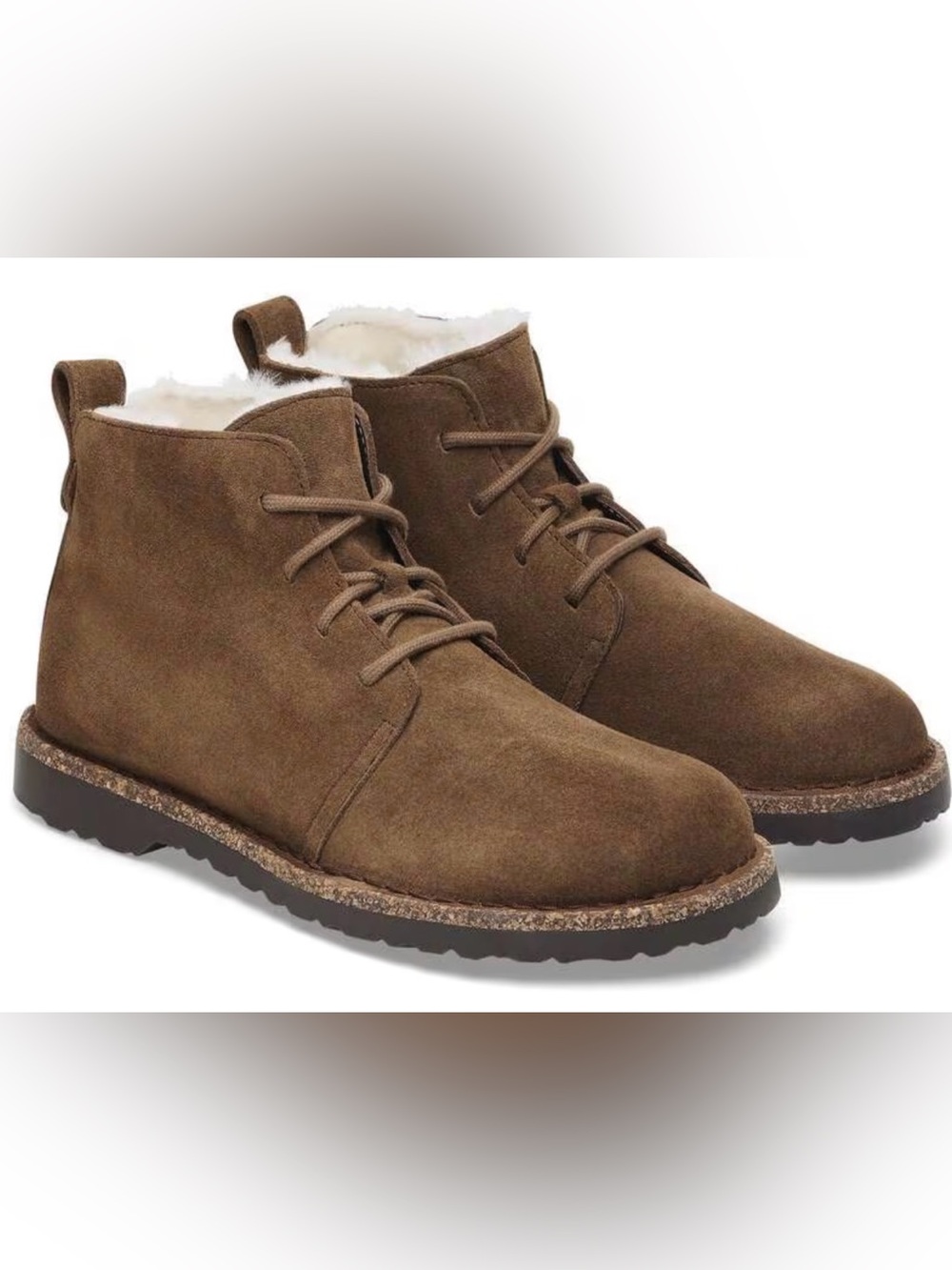 Birkenstock Uppsala SHEARLING LACE UP Dark Tea Suede BOOTS $170 NEW